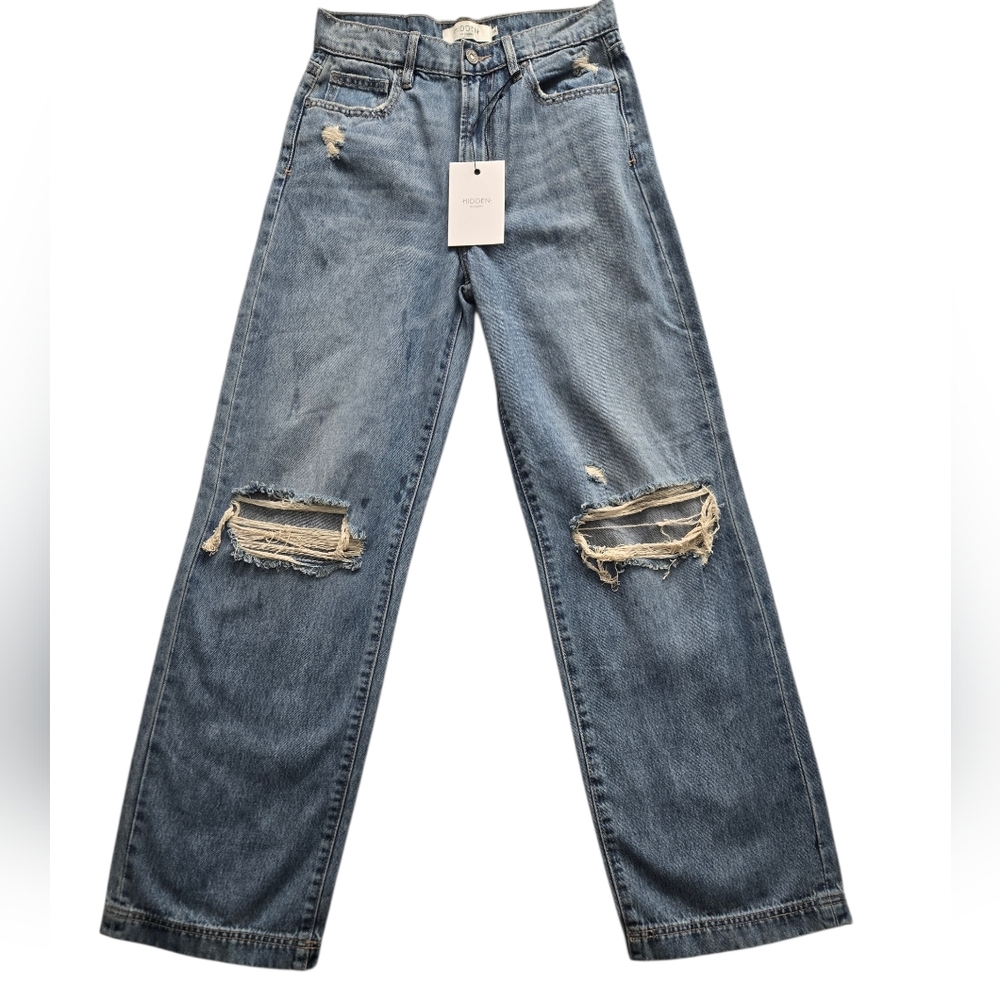 NWT Hidden Logan Wide Leg Jeans 26 Distressed 100% Cotton